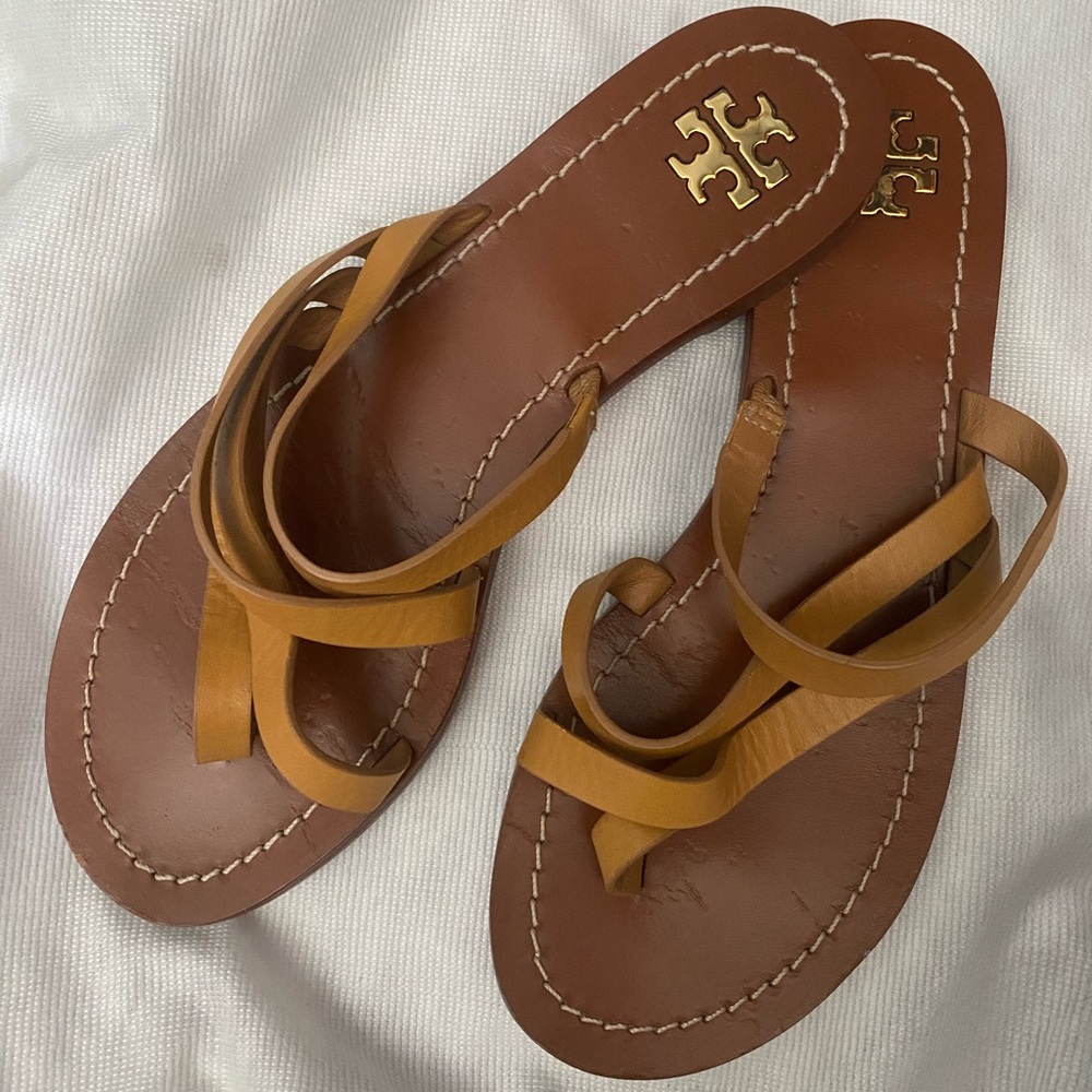 Tory Burch Brown and Tan Leather Sandals